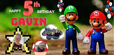 Personalised Birthday Party Banner Mario Bros Theme -3rd4th5th6th7th8th • £29.99