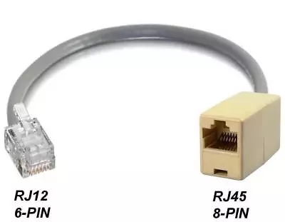 2 PK RJ12 RJ11 6P6C 6-PIN M To RJ45 CAT5 ETHERNET 8P8C 8PIN F NETWORK 2 ADAPTER  • $11.95