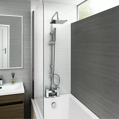 £89.95 • Buy Chrome Waterfall Bath Shower Mixer Tap With 3 Way Square Rigid Riser Shower Kit