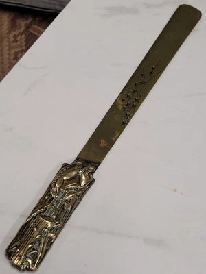 £85 • Buy Antique Japanese Brass Crane Handle Page Turner
