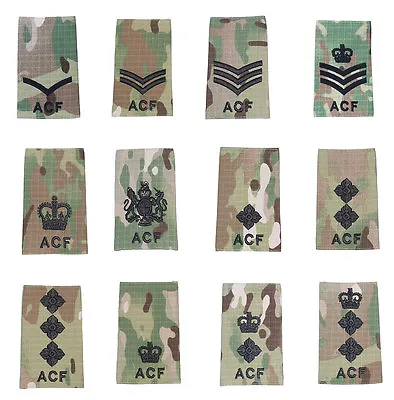 All Ranks Pair Black On Multicam / MTP ACF Rank Slides ( Cadets Army Cadet Force • £4