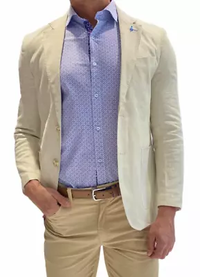 New Tailorbyrd $325 Ecru Modern Fit Linen Blend Blazer Sport Coat 44s • $79.99