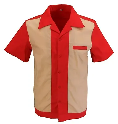 Retro Red/Cream 50s Rockabilly Bowling Shirts • £29.99