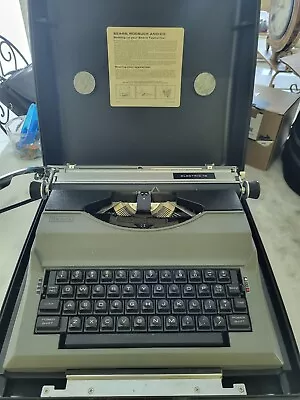 Vintage Sears Electric 12 Typewriter W/ Case Black Grey In Great Shape Works  • $39