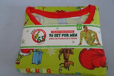 Mens Grinch Merry Grinchmas Holiday Family Photo Pajamas PJ Set Christmas 2X NWT • $11.89