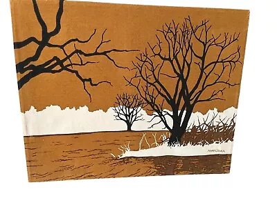 MARUSHKA Vintage Marsh Trees Surrealist Landscape Fabric Screen Print 16 X 20 • $49.95