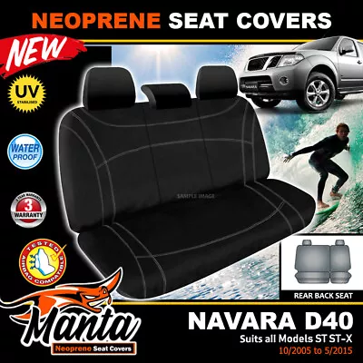 Manta Neoprene REAR Seat Covers Navara D40 ST ST-X 10/2005-5/2015 (60/40 Split) • $158.86