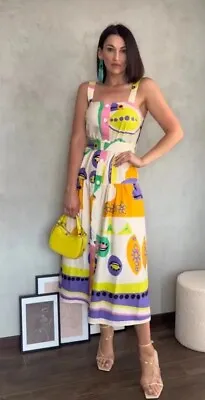 Zara Woman Nwt Ss23 Printed Midi Dress Multicolor All Sizes 7698/026 • $69