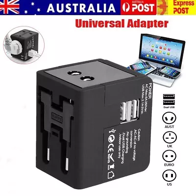 Universal International Travel Adapter Power Plug Charger 2 USB Converter Socket • $24.69