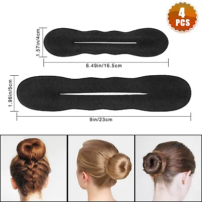 4pcs Black Magic Foam Sponge Bun Maker Hair Donut Ponytail Clip Twist Sock Tool • $7.98