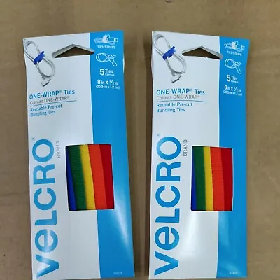 2 Packs Of Velcro 90438 One-Wrap Straps Multi Color Rainbow Velcro Wire Ties • $11.59