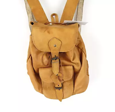 Vintage Tan Leather Mini Backpack Rucksack Western  (W1091) • £12.76