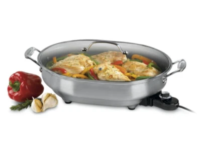 $196.99 • Buy Versatile Nonstick Kitchen Cooking  Stainless Steel Electric Skillet Hot Pot Lid