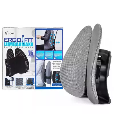$29.95 • Buy Adjustable Back Cushion Support Ergo Fit Lumbarmaxx Vistara Car Office Chair BLK