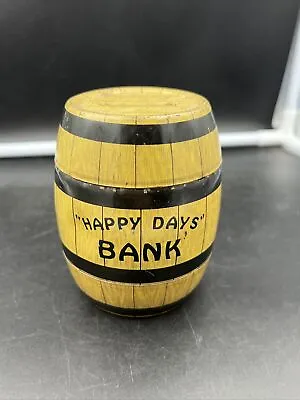 Vintage J. CHEIN & Co. 4  Tin HAPPY DAYS Barrel Coin Bank No Key • $7.99