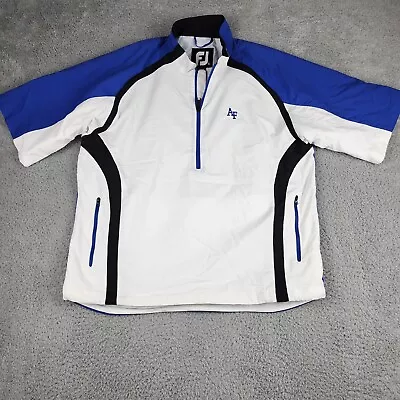 Footjoy Jacket Mens Large White Blue Golf Performance Short Sleeve Half Zip • $29.99