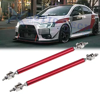 Red Adjustable Bumper Lip Diffuser Splitter Support Bars For Mitsubishi Lancer • $12.88