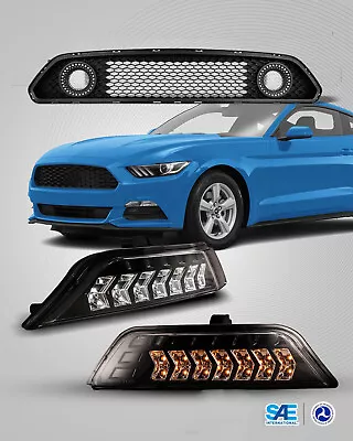 For 15-17 Ford Mustang LED Fog Lights With Grille+Sequential Turn Signal Lights • $299.98