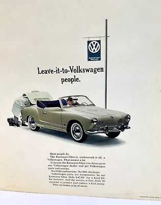 Vintage 1964 Volkswagen Karmann Ghia Ad Advertisement  • $7