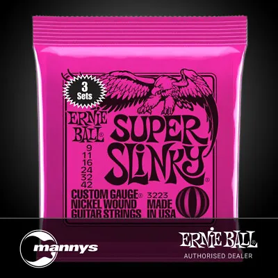 Ernie Ball Super Slinky Nickel Wound Electric Guitar Strings 3-PACK - (9-42) • $45