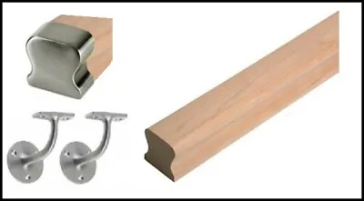 £86 • Buy Wall THR Handrail Hemlock & Brushed Fittings Handrail Kit Uk Manufactured!