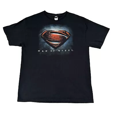 Superman Man Of Steel 13' Movie Promo Short Sleeve Graphic Black T-Shirt Size XL • $30