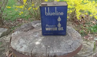 VINTAGE ORIGINAL BLUELINE Motor Oil Can 2 GALLON • $95