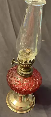 Vintage Mini Oil Lamp Red Hobnail Hong Kong • $12