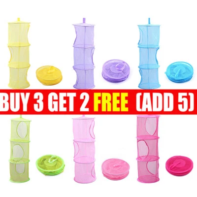 £5.46 • Buy Hanging 3 Tier Storage Bag Mesh Net Toy Bedroom Bathroom Home Tidy Organizer UE