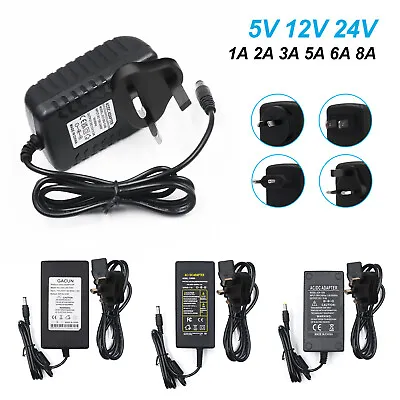 Mains Transformer 5V 12V 24V 1A 2A 3A UK Plug AC/DC Adapter Power Supply Charger • £7.98