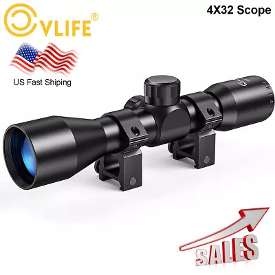 CVLIFE 4x32 Compact Scope For Air Rifle Crossbow Airsoft Pellet Gun +Scope Mount • $29.99