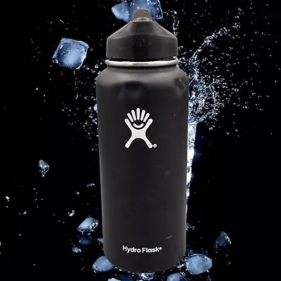 Hydro Flask W32SW001 Wide Mouth Flask Black W/ Lid And Straw • $9.99