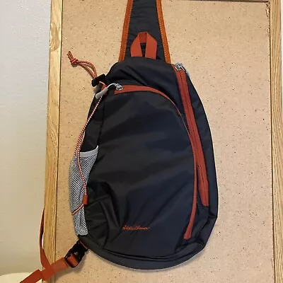 Eddie Bauer Nylon Backpack Sling Messenger Bag Unisex Black And Red Ambidextrous • $17.99