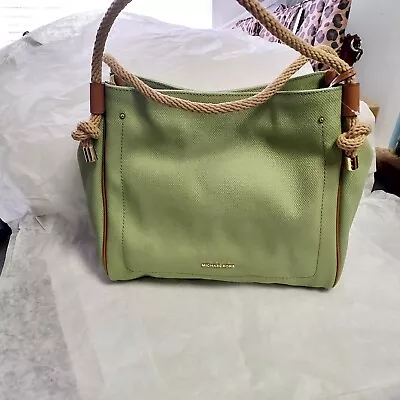 Michael Kors Isla Large Grab Bag Sage Green Canvas Tote Bag New • $109.95