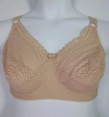 2-MISS MARY Of Sweden Bra Cotton Dots 44B #2248 Full Cup Wireless Beige Set Of 2 • $32.99