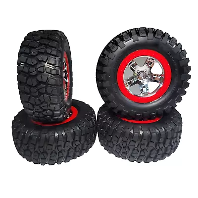 Fits Traxxas 2wd Slash BF Goodrich Tires 12mm Red Chrome Wheels Front & Rear 4 • $38.99