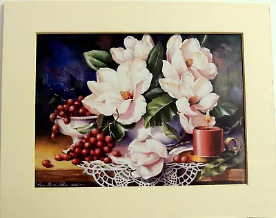 Magnolia Flower Picture Still Life Peggy Thatch Sibley Matted Unframed 8x10 • $13.95