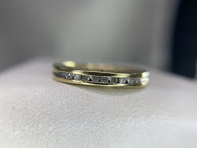 Estate 10k Yellow Gold Natural Round Diamond Channel Set I Love You Ring 1/5 Ct • $199