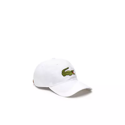 Lacoste White Contrast Strap And Oversized Crocodile Strapback Cap - OSFA • $39.95