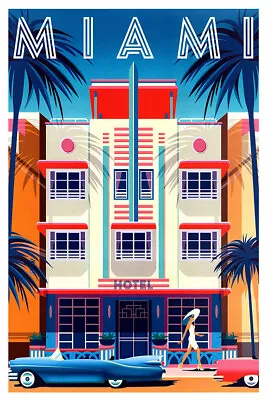 Miami - Florida  - Vintage Travel Poster - Retro Posters • $24.99