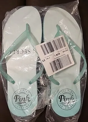 Victoria's Secret PINK Flip Flops Sandals Size Large (9/10) Seafoam Green • $14.99