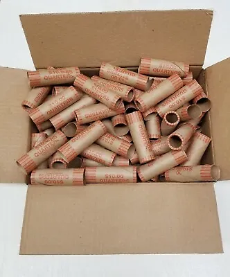 72 Rolls Preformed Coin Wrappers Paper Tubes For QUARTERS (Holds $10 Each) NEW • $7.95