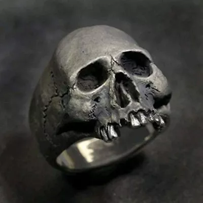 Cool Mens Gold Silver Skull Ring Hip Hop Ring Punk Biker Jewelry Gothic Size7-13 • $1.95