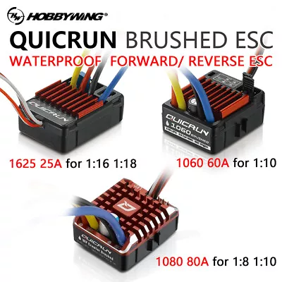 HobbyWing QuicRun 1060 60A 25A Brushed Waterproof ESC For 1:10 1:18 1:16 RC Car • £22.85