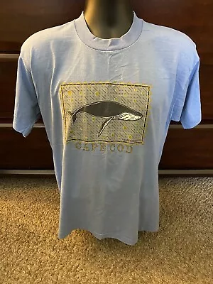 Vintage Cape Cod Massachusetts T Shirt Single Stitch Blue Short Sleeve Cut Tag • $11.11