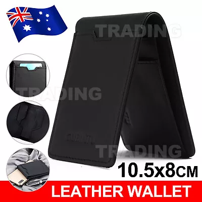 $10.95 • Buy Bifold Credit Card Holder Genuine Leather Wallet Slim Mens RFID Blocking Purse