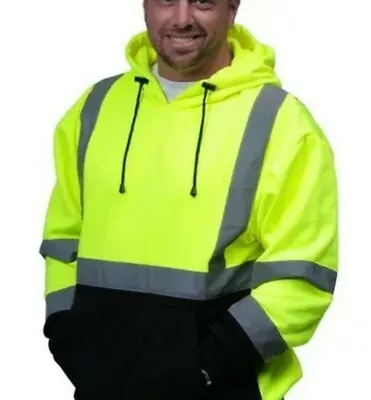 M-safe High Visibilty Yellow/black Safety Hooded Sweatshirt Size 3x Large Class3 • $34.50