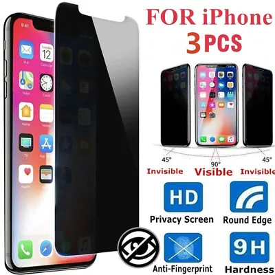 $4.94 • Buy [3-Pack] IPhone 11 Pro X Xs Max Privacy Anti-Spy Tempered Glass Screen Protector