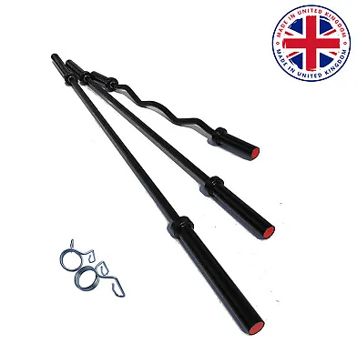 Barbell Bar Olympic Black Bench Press Deadlift 7FT 6FT 4FT 2  Weight Lifting NEW • £59