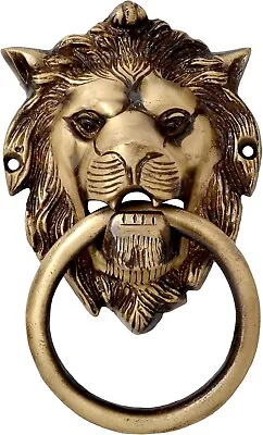 Handmade Vintage Style Lion Mouth Design Brass Door Knocker Antique Finish • $75.05